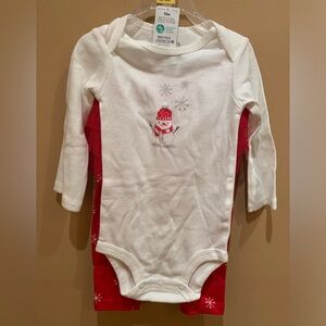 Girls Size 12M Adorable Carter's 2 Piece Tutu Pants Set Snowman Christmas NWT